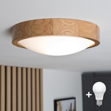 Brilagi - CARVALHO SLIM LED Ceiling Light 1xE27/15W/230V, oak, Ø 27 cm
