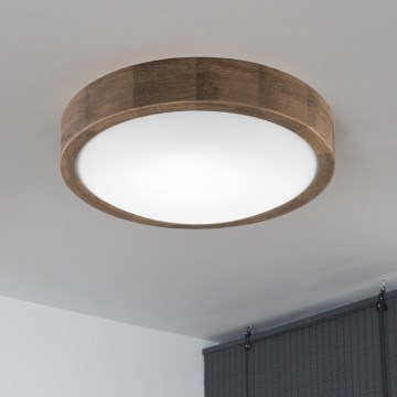 Brilagi - CARVALHO SLIM LED RGBW Dimmable Ceiling Light 1xE27/15W/230V 2700–6500K Wi-Fi Oak Ø 27 cm