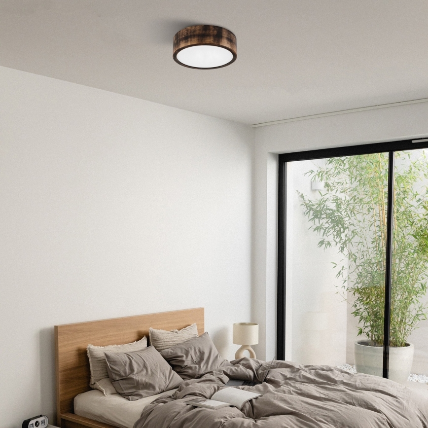 Brilagi - CARVALHO SMOKEY Ceiling Light 1xE27/60W/230V, Oak, Ø 27.5 cm