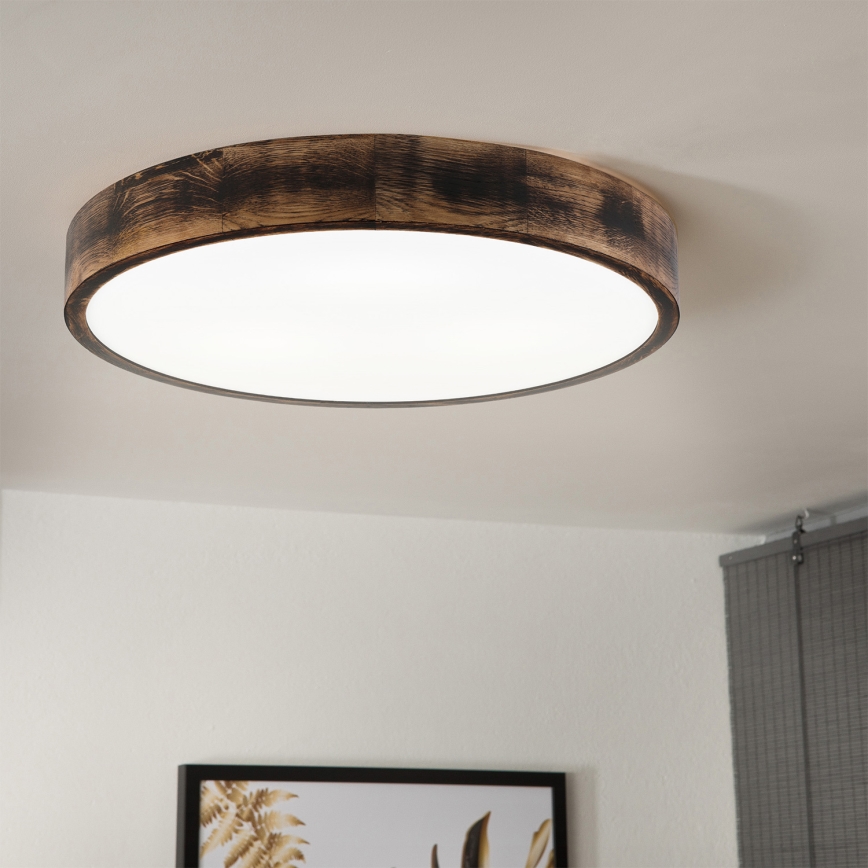 Brilagi - CARVALHO SMOKEY LED Ceiling Light, 36W, 230V, Oak, Ø 47.5 cm