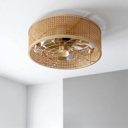 Brilagi - Ceiling fan 4xE27/40W/230V Ø 50 cm bamboo + remote control