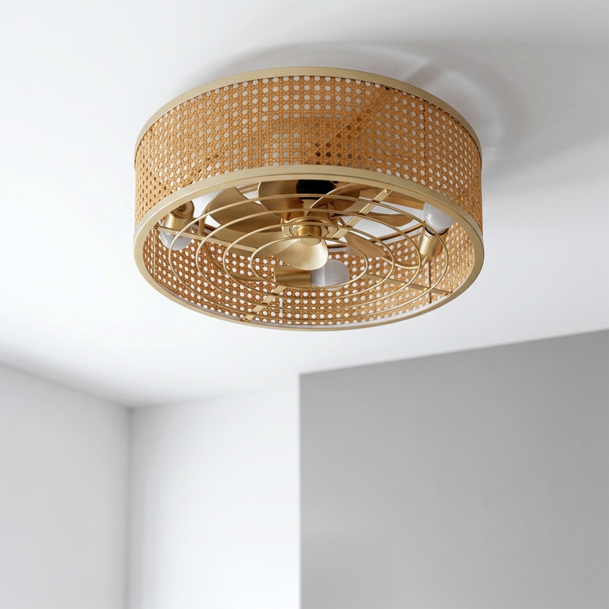 Brilagi - Ceiling fan 4xE27/40W/230V Ø 50 cm bamboo + remote control