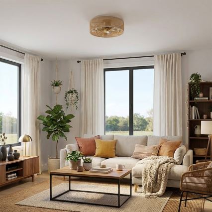 Brilagi - Ceiling fan 4xE27/40W/230V Ø 50 cm bamboo + remote control
