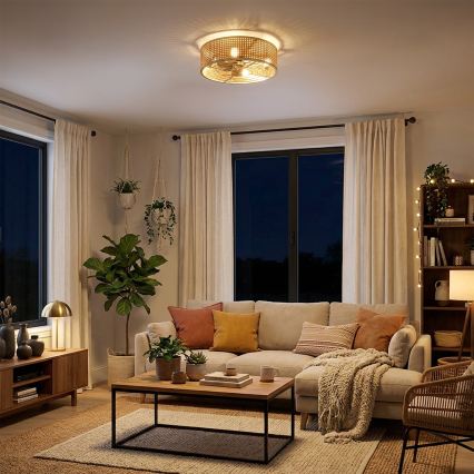 Brilagi - Ceiling fan 4xE27/40W/230V Ø 50 cm bamboo + remote control
