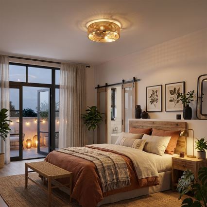 Brilagi - Ceiling fan 4xE27/40W/230V Ø 50 cm bamboo + remote control