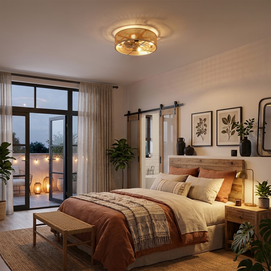 Brilagi - Ceiling fan 4xE27/40W/230V Ø 50 cm bamboo + remote control