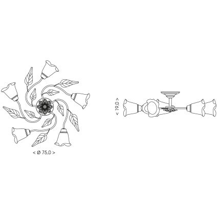 BRILAGI - Ceiling light BLOSSOM 5xE27/40W/230V pr. 75 cm patina/brass
