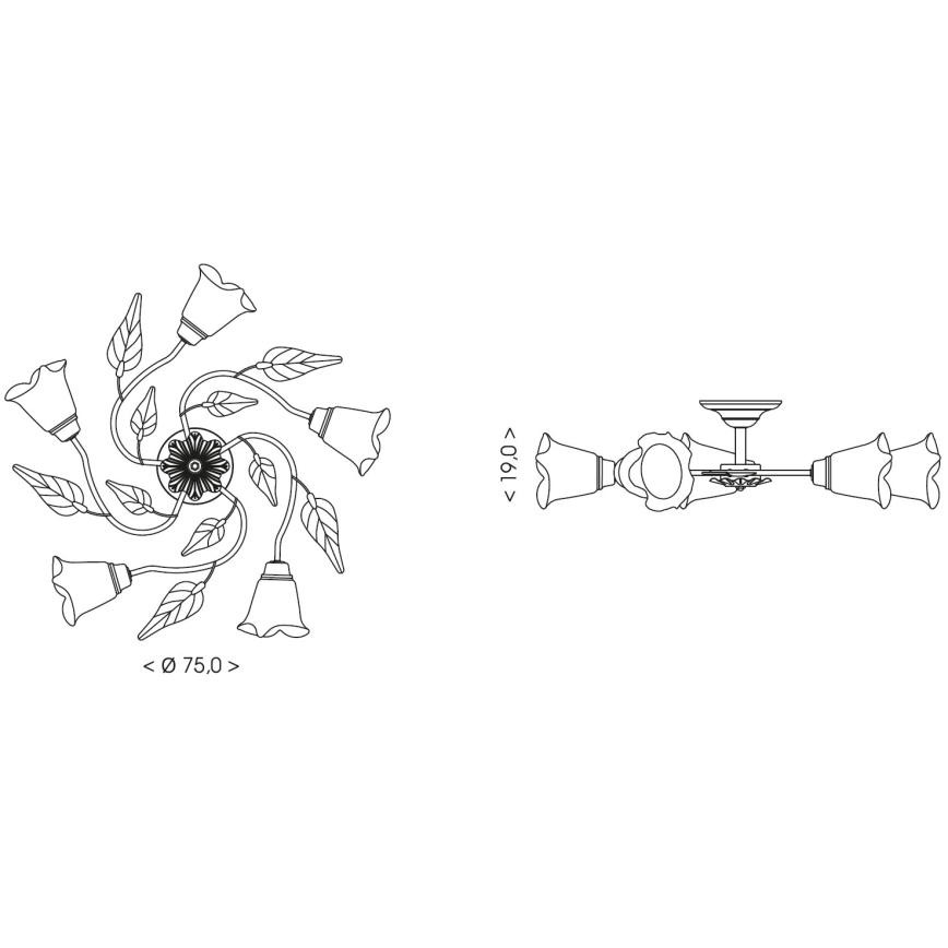 BRILAGI - Ceiling light BLOSSOM 5xE27/40W/230V pr. 75 cm patina/brass