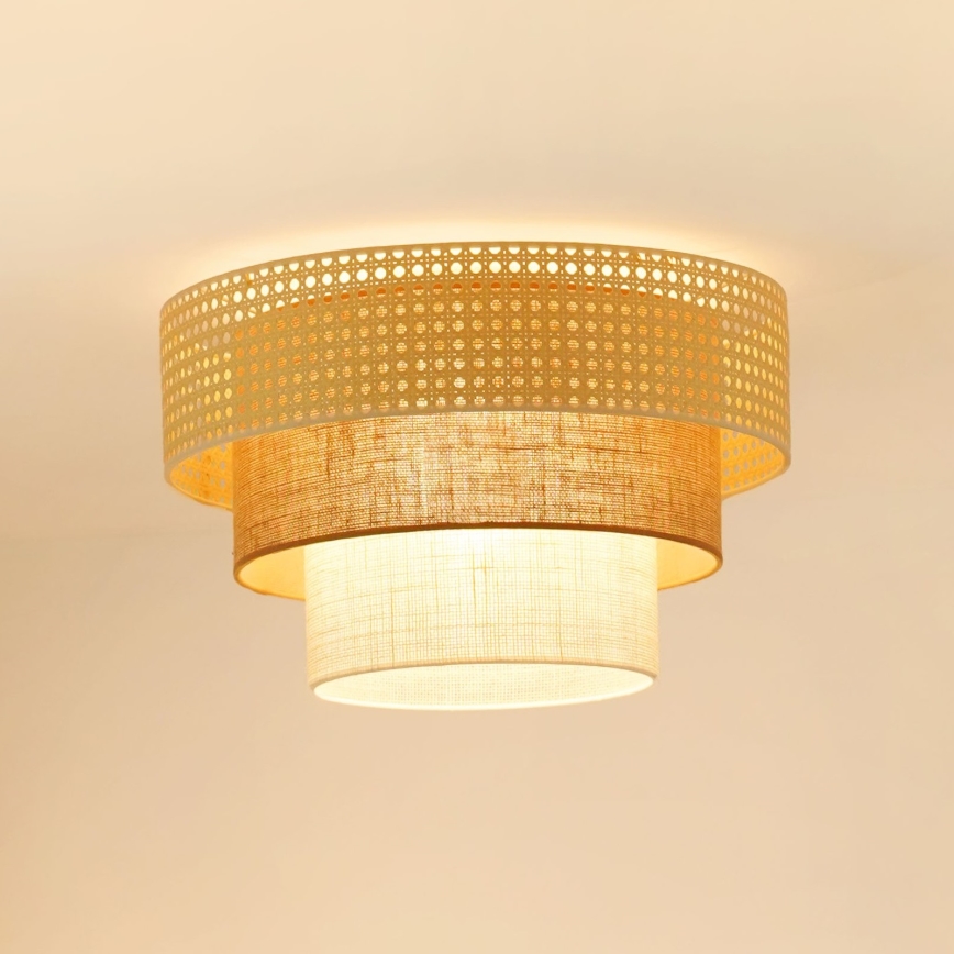 Brilagi - Ceiling light CEDAR LUNETA 1xE27/15W/230V d. 45 cm rattan/brown/creamy