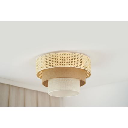 Brilagi - Ceiling light CEDAR LUNETA 1xE27/15W/230V d. 45 cm rattan/brown/creamy