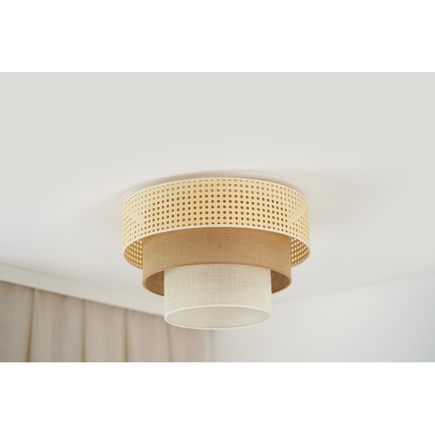 Brilagi - Ceiling light CEDAR LUNETA 1xE27/15W/230V d. 45 cm rattan/brown/creamy