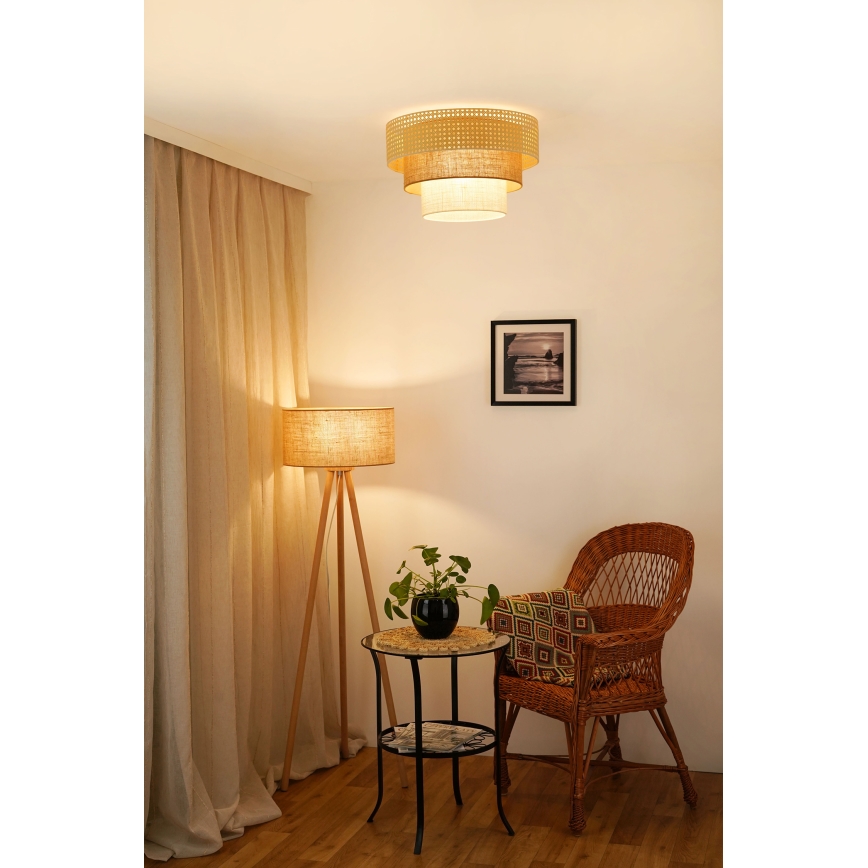 Brilagi - Ceiling light CEDAR LUNETA 1xE27/15W/230V d. 45 cm rattan/brown/creamy