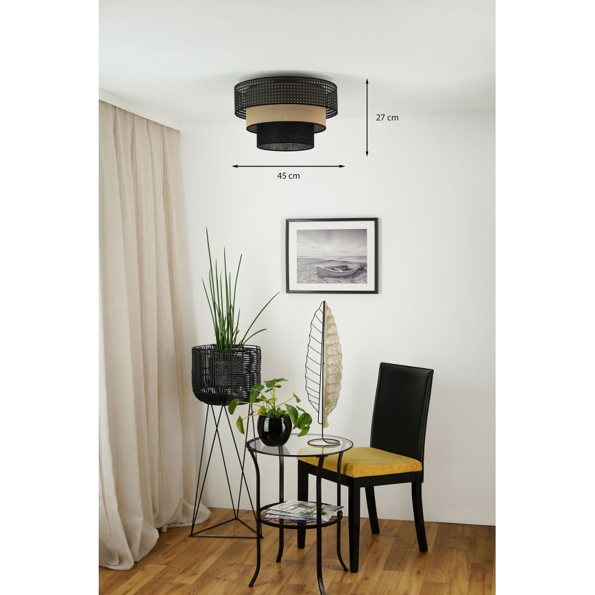 Brilagi - Ceiling light DAKOTA LUNETA 1xE27/15W/230V d. 45 cm black/rattan