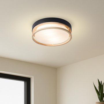 Brilagi - Ceiling light ORINO 2xE27/40W/230V Ø 27 cm black/oak