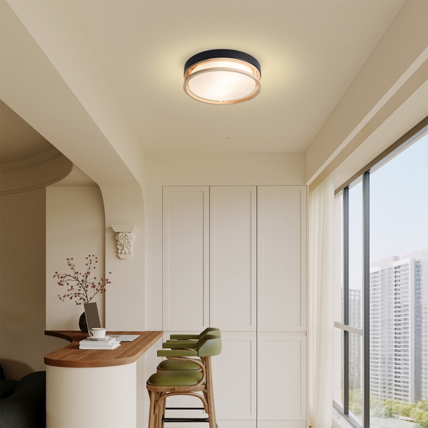 Brilagi - Ceiling light ORINO 2xE27/40W/230V Ø 27 cm black/oak