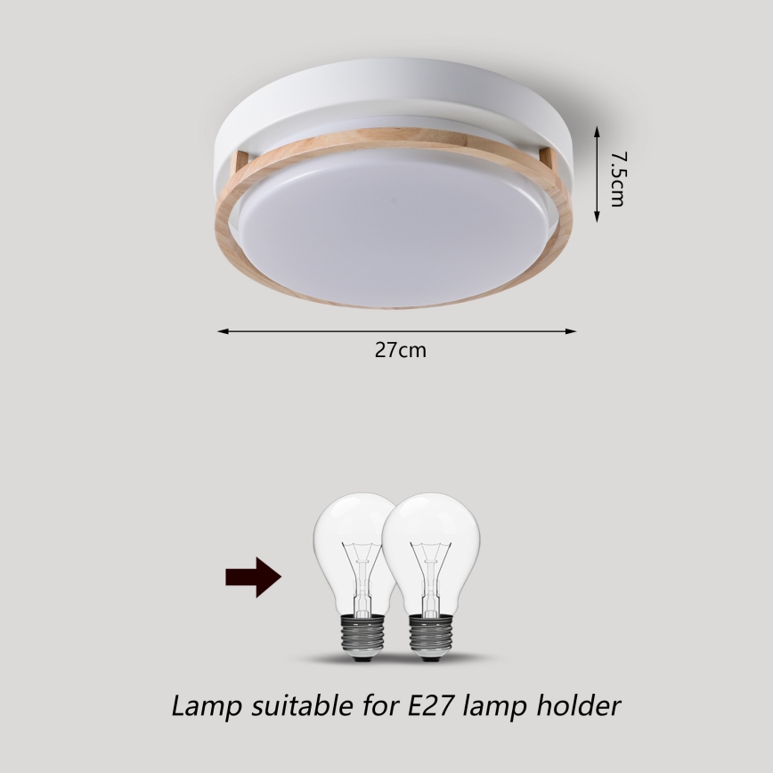 Brilagi - Ceiling light ORINO 2xE27/40W/230V Ø 27 cm White/Oak