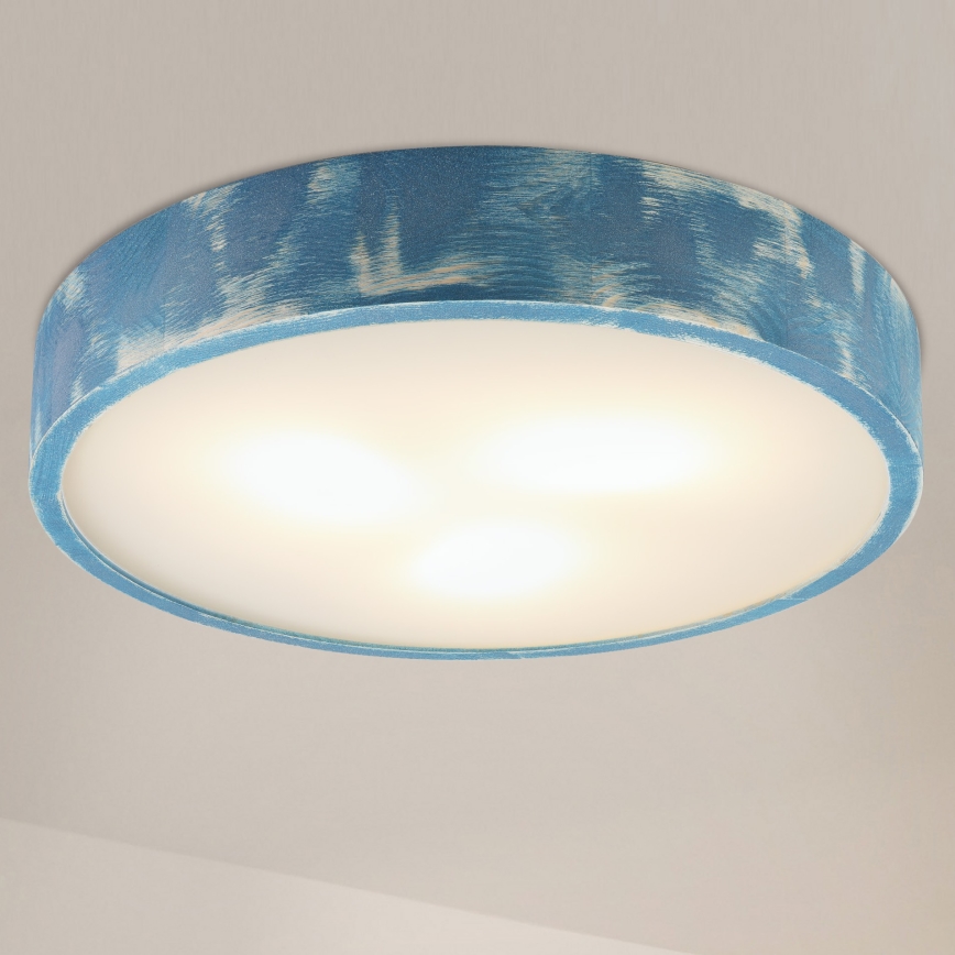 Brilagi - Ceiling light PINO 3xE27/15W/230V pine/blue, Ø 47.5 cm