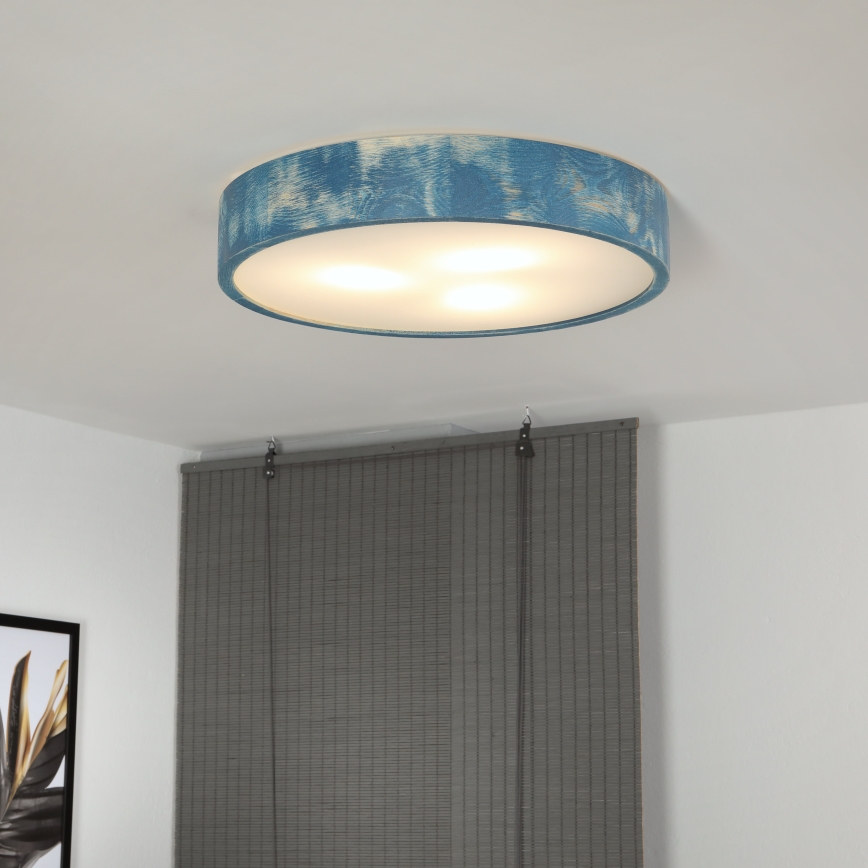 Brilagi - Ceiling light PINO 3xE27/15W/230V pine/blue, Ø 47.5 cm