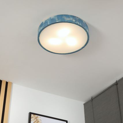 Brilagi - Ceiling light PINO 3xE27/15W/230V pine/blue, Ø 47.5 cm