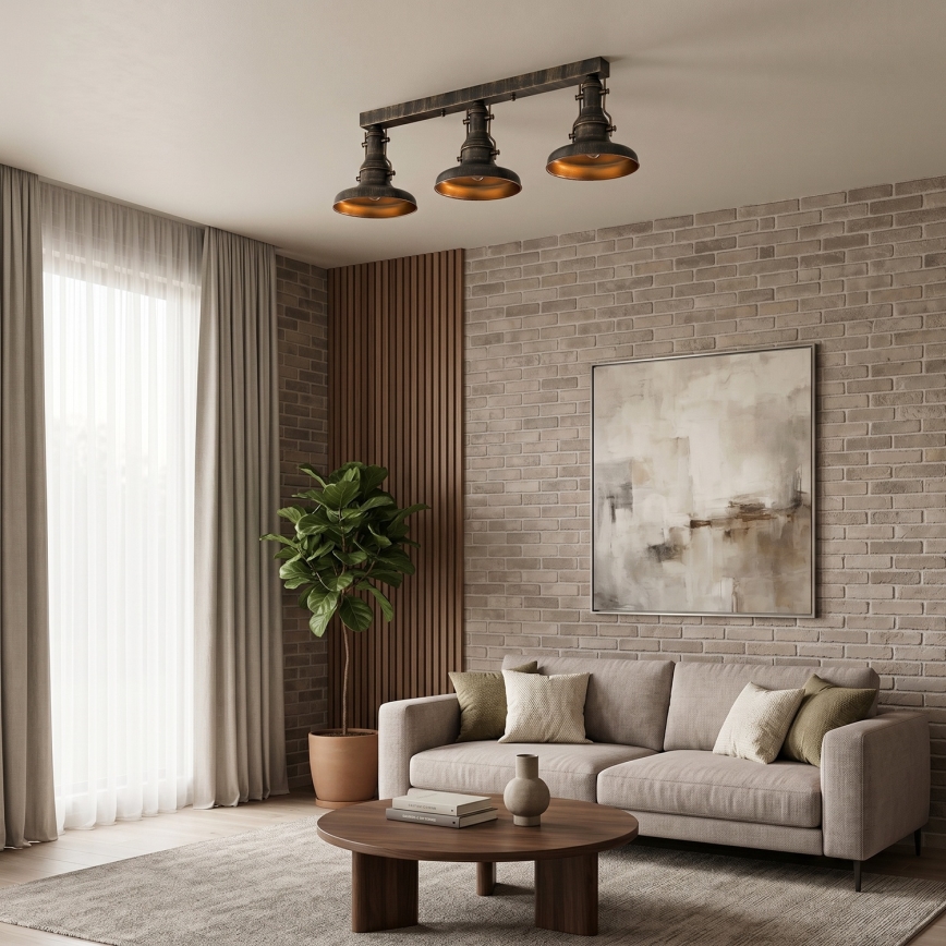 Brilagi - Ceiling light PYRONIC 3xE27/40W/230V bronze/patina