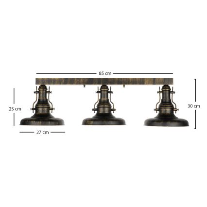 Brilagi - Ceiling light PYRONIC 3xE27/40W/230V bronze/patina