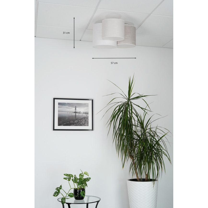 Brilagi - Ceiling light SNAKE 3xE27/15W/230V grey/creamy