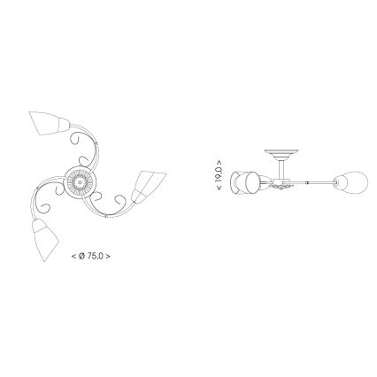 BRILAGI - Ceiling light VINE 3xE27/40W/230V Ø 75 cm patina/brass