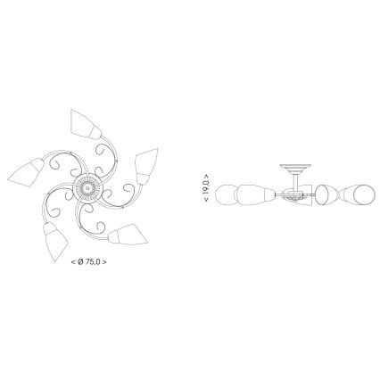 BRILAGI - Ceiling light VINE 5xE27/40W/230V Ø 75 cm patina/brass