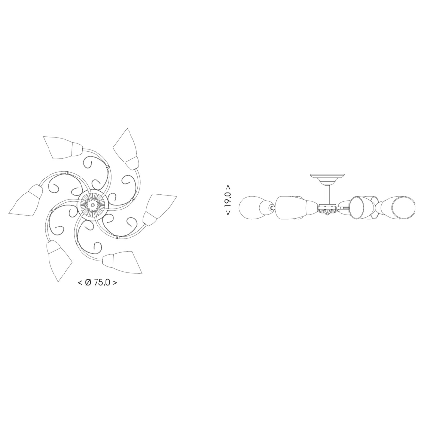 BRILAGI - Ceiling light VINE 6xE27/40W/230V Ø 75 cm patina/brass