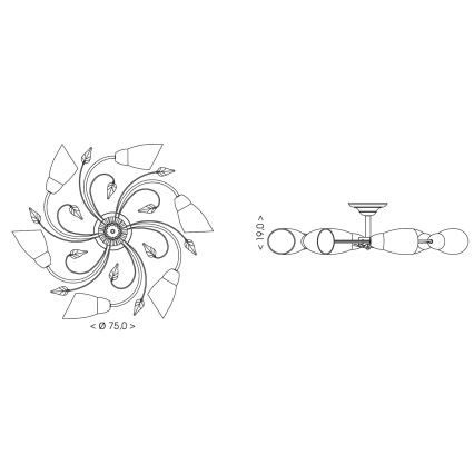 BRILAGI - Ceiling light WILLOW 6xE27/40W/230V Ø 75 cm bronze