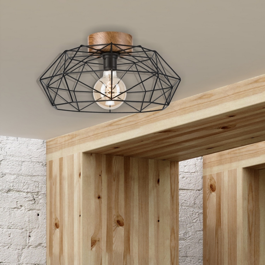 Brilagi - WOODY BASKET Ceiling light 1xE27/60W/230V Ø 40 cm Oak
