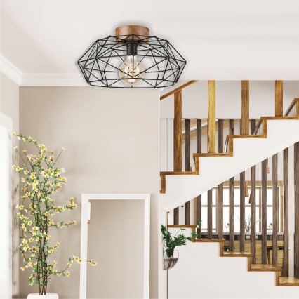 Brilagi - WOODY BASKET Ceiling light 1xE27/60W/230V Ø 40 cm Oak