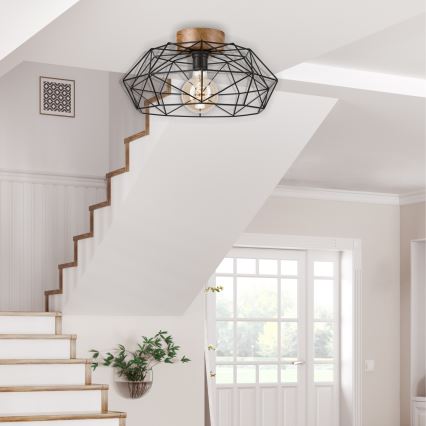 Brilagi - WOODY BASKET Ceiling light 1xE27/60W/230V Ø 40 cm Oak