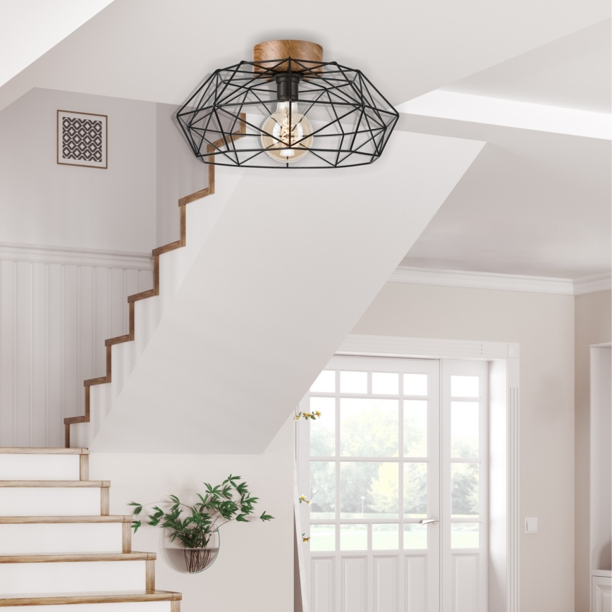 Brilagi - WOODY BASKET Ceiling light 1xE27/60W/230V Ø 40 cm Oak