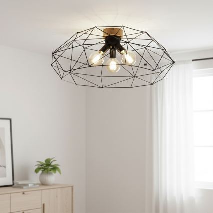 Brilagi - Ceiling light WOODY BASKET 3xE27/60W/230V dia. 80 cm oak