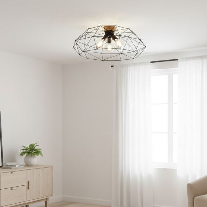 Brilagi - Ceiling light WOODY BASKET 3xE27/60W/230V dia. 80 cm oak