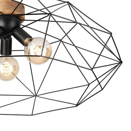 Brilagi - Ceiling light WOODY BASKET 3xE27/60W/230V dia. 80 cm oak