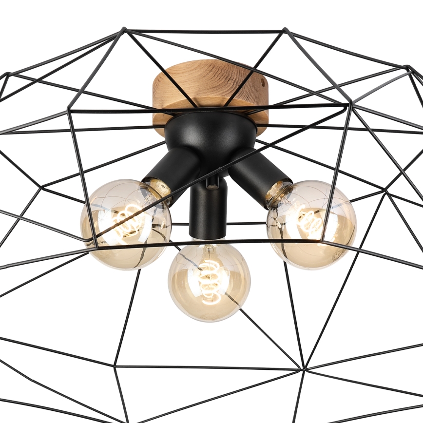 Brilagi - Ceiling light WOODY BASKET 3xE27/60W/230V dia. 80 cm oak