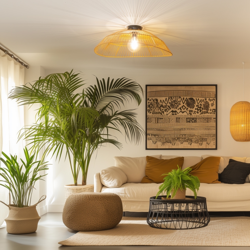 Brilagi - CERIA BOHO LED Flush-Mount Chandelier 1x E27/40W/230V, Ø 70 cm, Brown