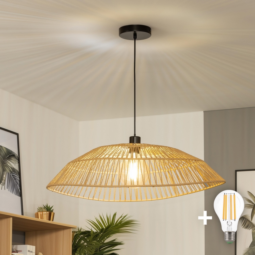 Brilagi - CERIA BOHO LED Pendant Lamp on Cable, 1x E27/40W/230V, Ø 70 cm, Brown