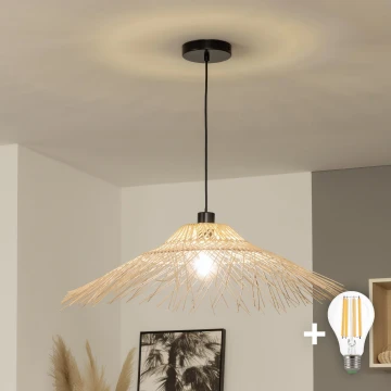 Brilagi - CERIA BOHO LED pendant light on cable 1xE27/40W/230V, diam. 100 cm, bamboo