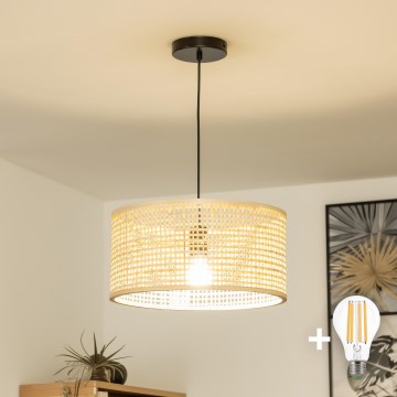 Brilagi - CERIA BOHO LED Pendant Light on Cable 1xE27/40W/230V Ø 25 cm Bamboo