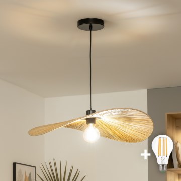 Brilagi - CERIA BOHO LED Pendant Light on Cable 1xE27/40W/230V Ø 60 cm Raffia
