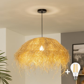 Brilagi - CERIA BOHO LED Pendant on Cable 1xE27/40W/230V Ø 60 cm raffia