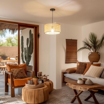 Brilagi - CERIA BOHO LED pendant on cord, 1x E27/40W/230V, Ø 40 cm, bamboo