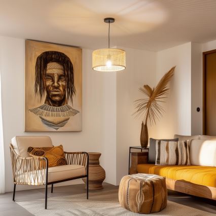 Brilagi - CERIA BOHO LED pendant on cord, 1x E27/40W/230V, Ø 40 cm, bamboo