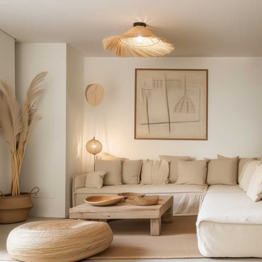 Brilagi - CERIA BOHO LED Surface-Mounted Ceiling Light 1xE27/40W/230V diam. 100 cm rattan