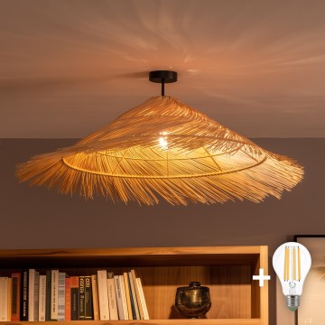 Brilagi - CERIA BOHO LED Surface-Mounted Chandelier 1xE27/60W/230V Ø 100 cm Black/Beige
