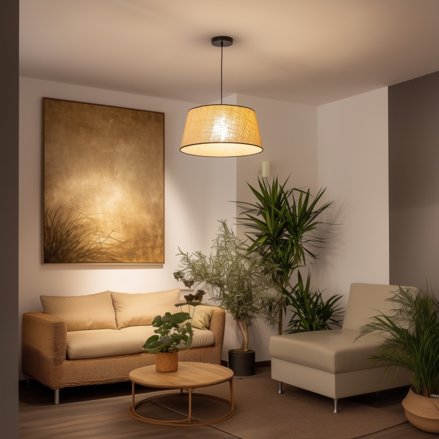 Brilagi - CERIA cable‑hung LED pendant light, 1x E27/40W/230V, Ø 50 cm, beige