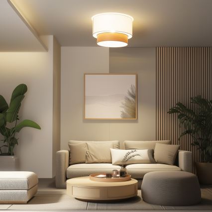 Brilagi - CERIA LED Flush-Mount Ceiling Light 1x E27/40W/230V Ø 50 cm White/Beige